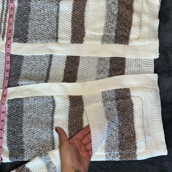 Colorblock Gray Cozy Open Front Cardigan with Front Pockets Small/Medium - Picture 9 of 14